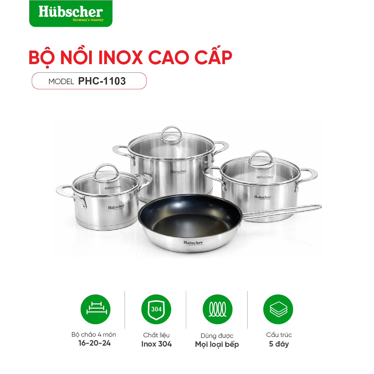 Bộ nồi 4 món Hubscher PHC-1103