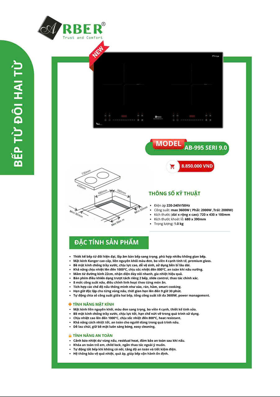 Bếp từ đôi AB-995 Seri 9.0